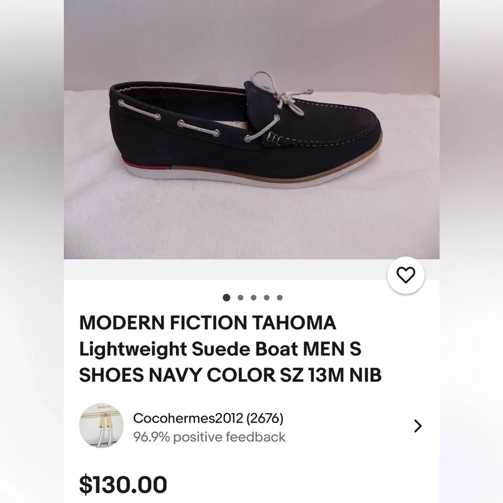 MODERN FICTION TAHOMA Lightweight Suede Boat MEN S SHOES NAVY COLOR Size 12